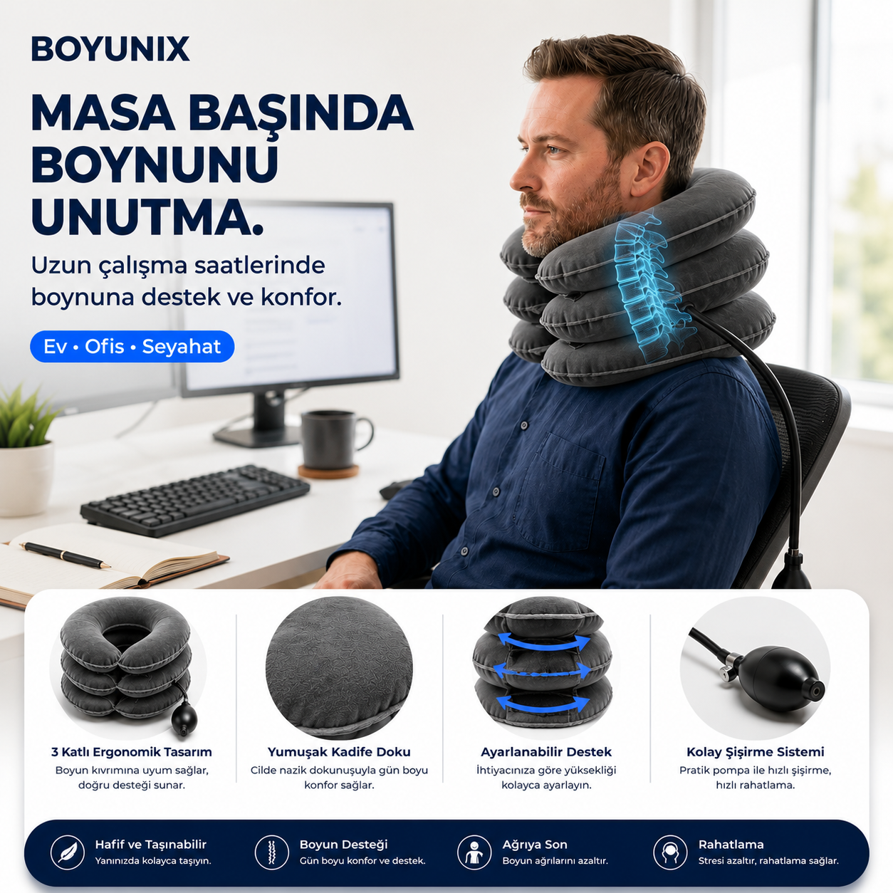 Boyunix™ Şişme Boyun Destek Yastığı